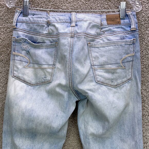 American Eagle Distressed Skinny Slim Stretch Light Wash Demim Jeans Size 6x31 - Picture 4 of 11